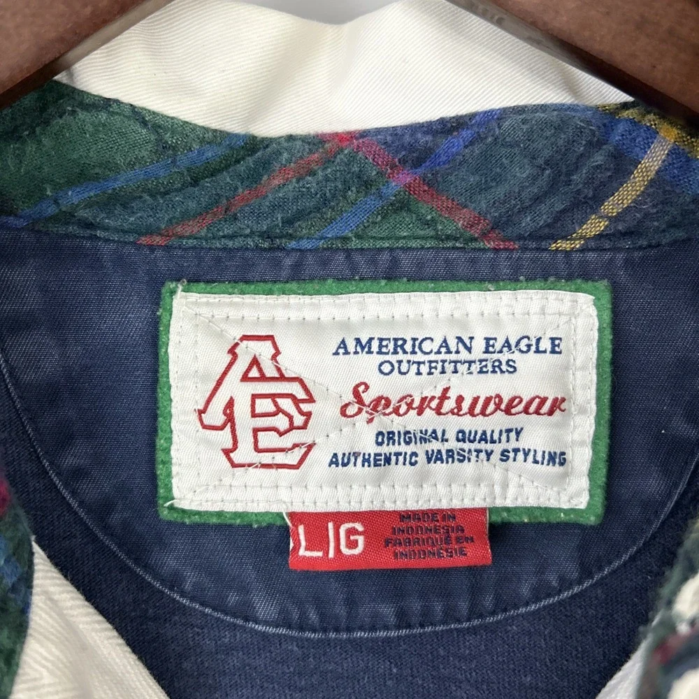 Vintage American Eagle Mens Rugby Polo Shirt Size L Cotton Preppy Sportswear - Picture 9 of 16